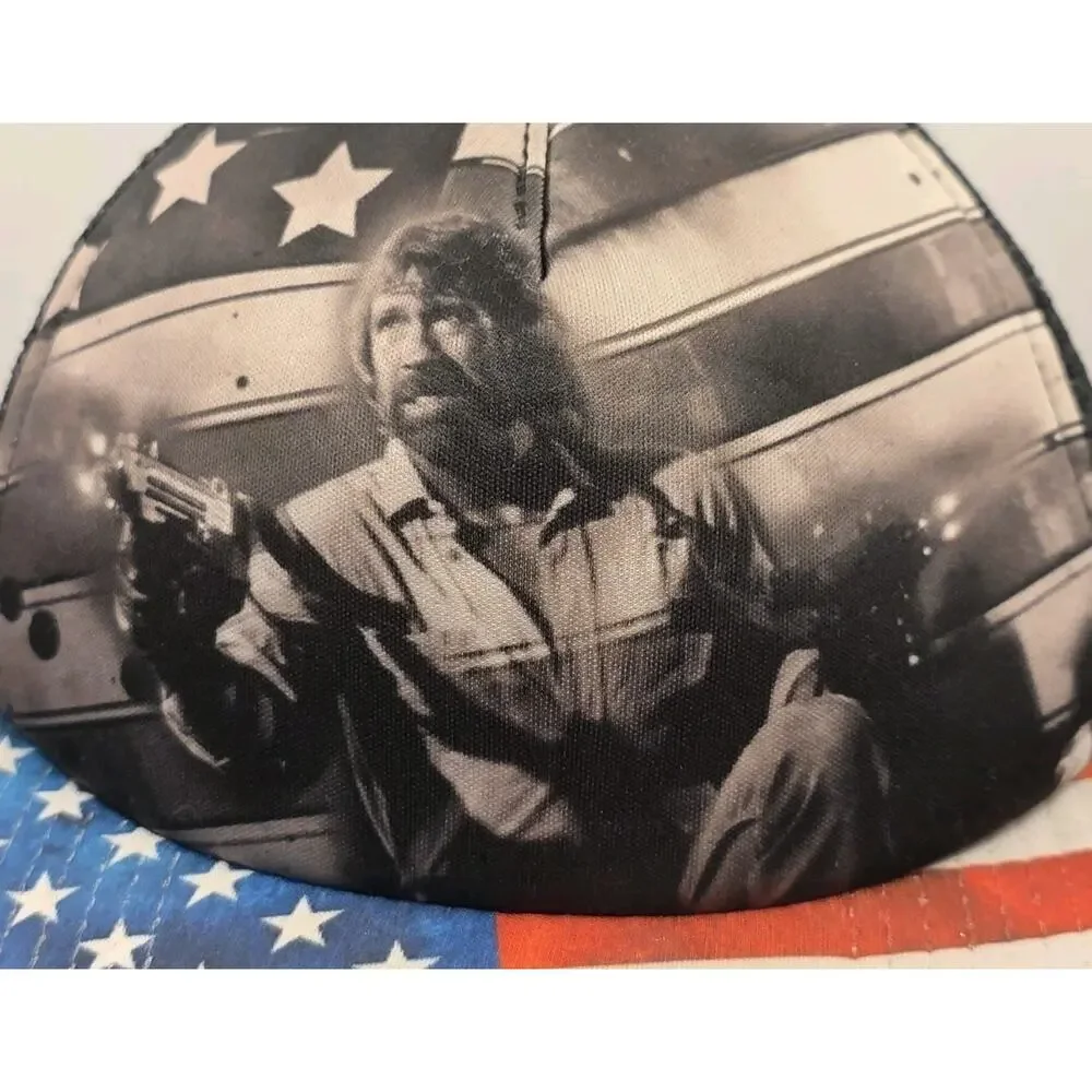 Chuck Norris Approved BioWorld  Trucker Hat‎ Snapback Cap USA Flag Mesh